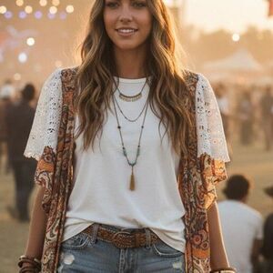 Zara White Crochet Lace Sleeve Tee Shirt Small‎ Boho Cottagecore